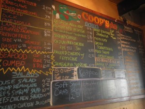Menu Board at Coop's Place New Orleans
