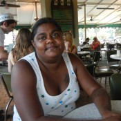 lauren happy with cafe du monde  New Orleans
