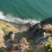 Looking down the cliff