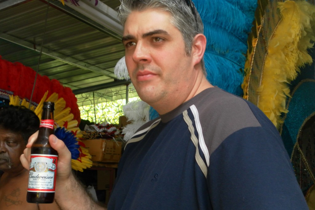 Enjoying a Budweiser - Carnival in Trinidad Enjoying a Budweiser - Carnival in Trinidad