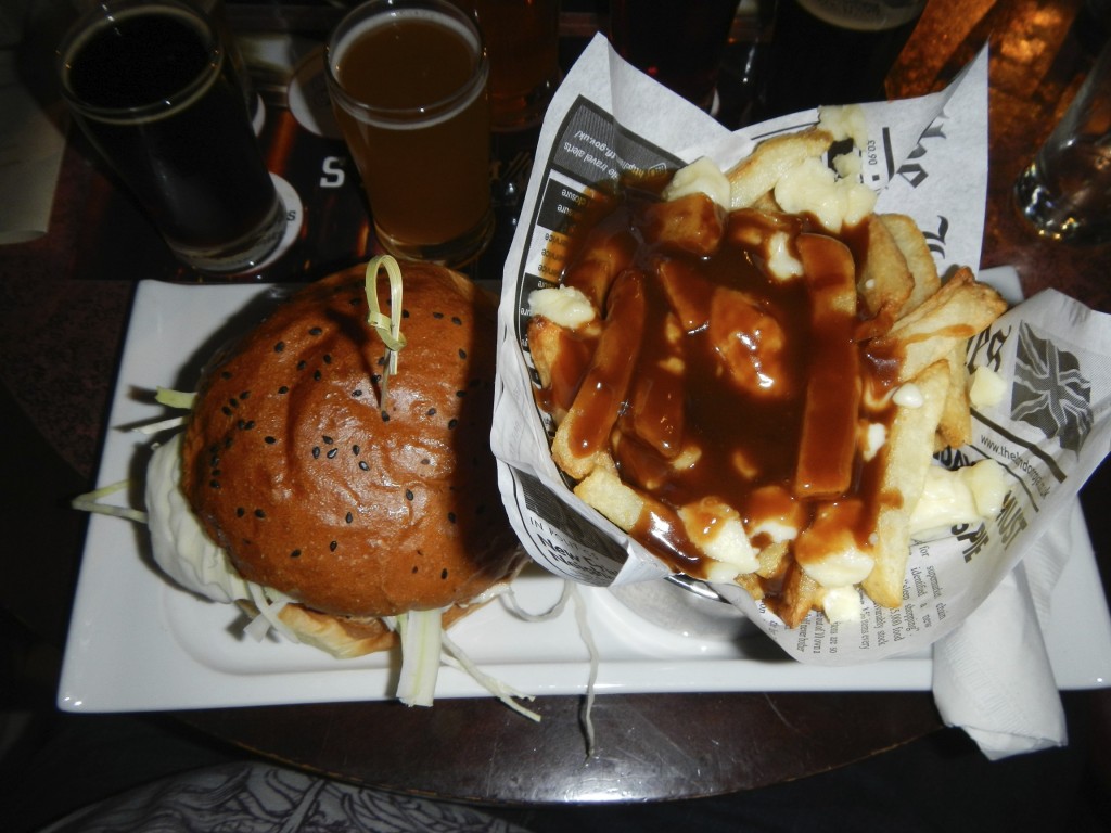 Lamb Burger and Poutine at Steamworks Brew Pub Vancouver BC