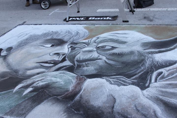Star Wars Street Painting Luke and Yoda